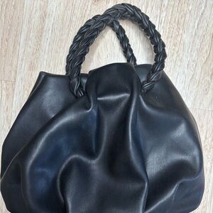 Elegant Black Braided Handle Women's Bag